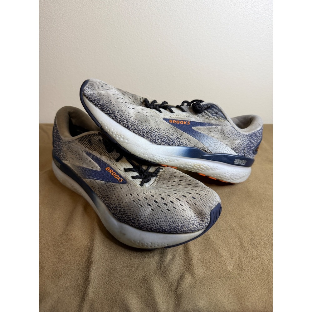Brooks Ghost 16 Mens 7 Running Shoes White Blue Orange 1104181D130